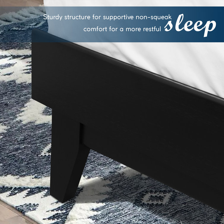 Aurora Black King Solid Wood Platform Bed Frame with Nightstand