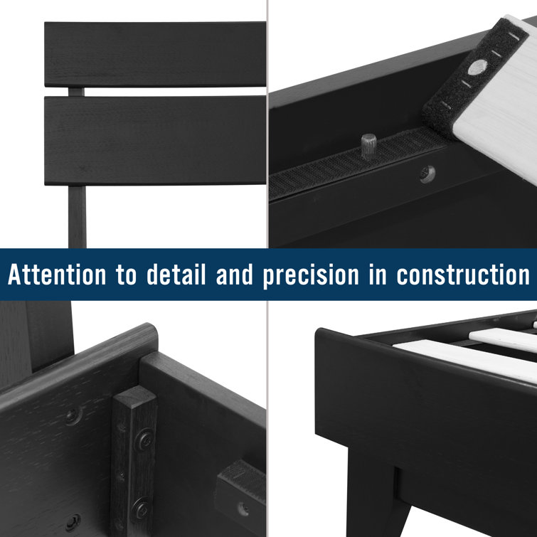 Aurora Black King Solid Wood Platform Bed Frame with Nightstand