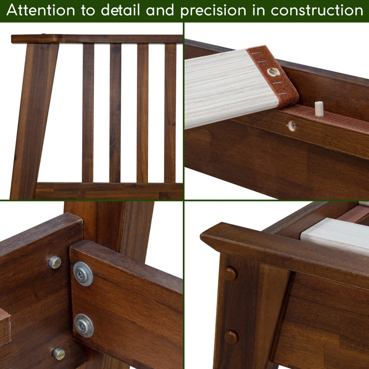 Kaylin King Walnut Solid Wood Platform Bed Frame with Nightstand