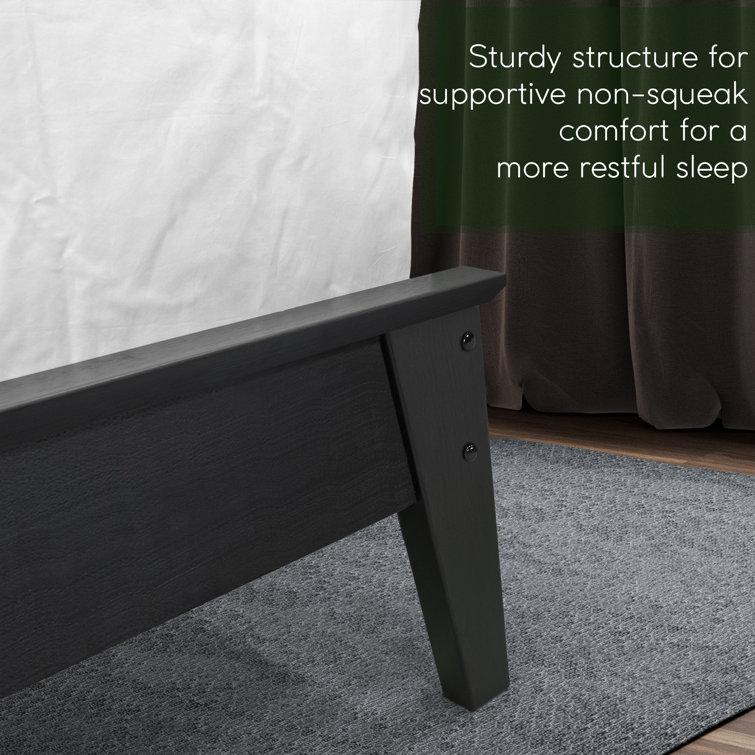 Kaylin Black Solid Wood King Platform Bed Frame with Nightstand