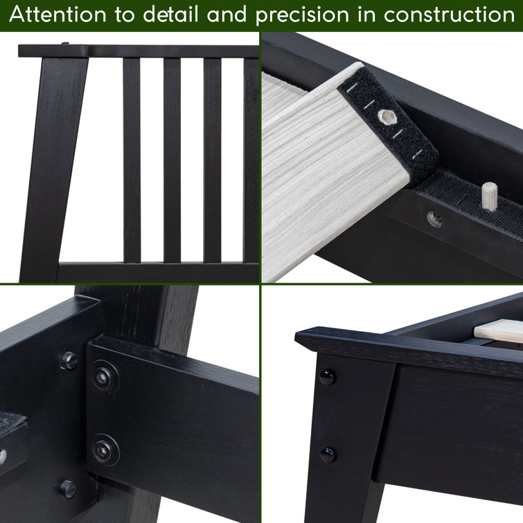 Kaylin Black Solid Wood King Platform Bed Frame with Nightstand