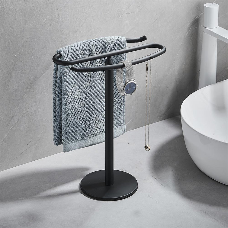 Black Stainless Steel Freestanding Countertop Towel Stand