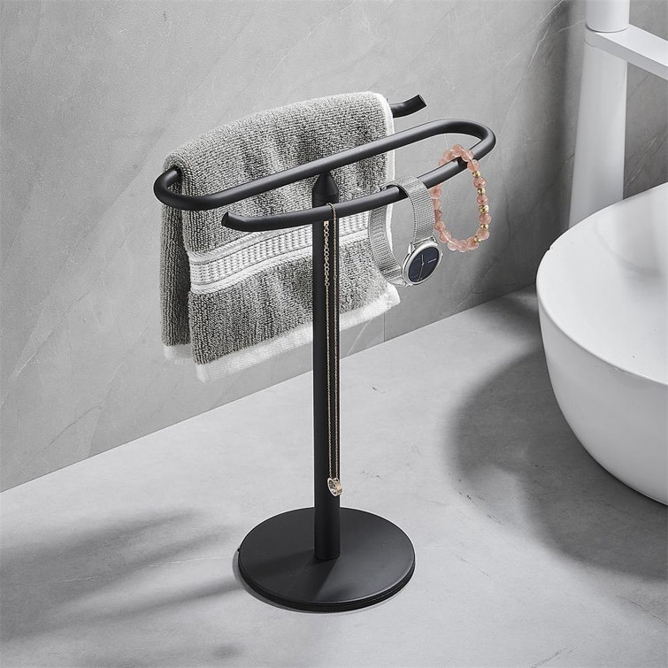 Black Stainless Steel Freestanding Countertop Towel Stand