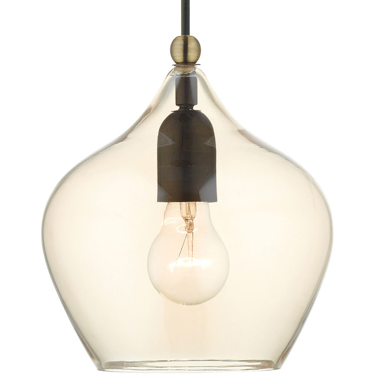 Champagne Glass Globe Pendant with English Bronze & Antique Brass Finish