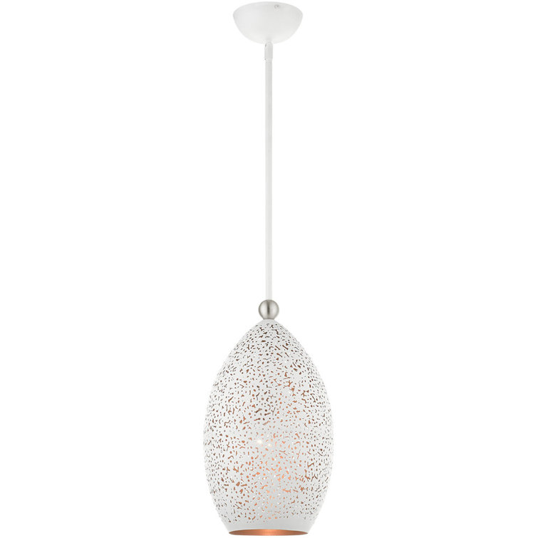 Contemporary Mini Globe Pendant Light in White and Gold with Brushed Nickel Accents