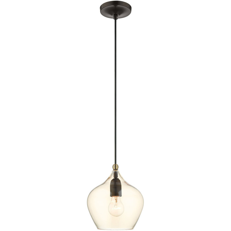 Champagne Glass Globe Pendant with English Bronze & Antique Brass Finish