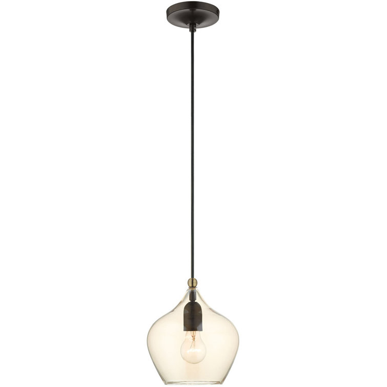 Champagne Glass Globe Pendant with English Bronze & Antique Brass Finish