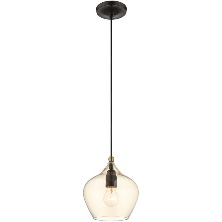 Champagne Glass Globe Pendant with English Bronze & Antique Brass Finish