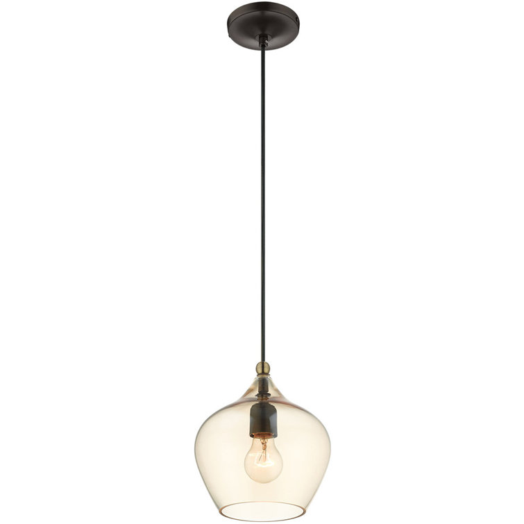 Champagne Glass Globe Pendant with English Bronze & Antique Brass Finish