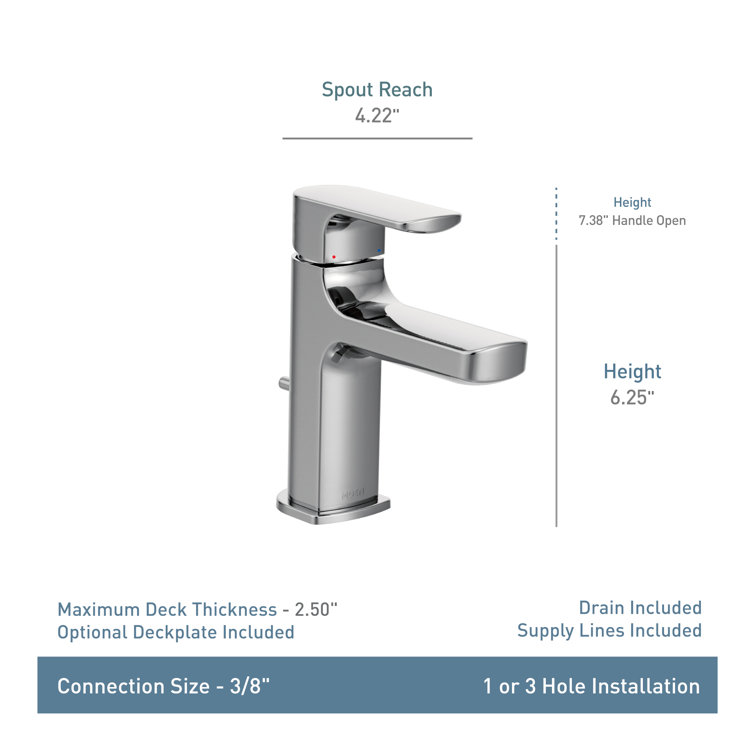 Chrome Single Handle Modern Bathroom Faucet with Drain Assembly