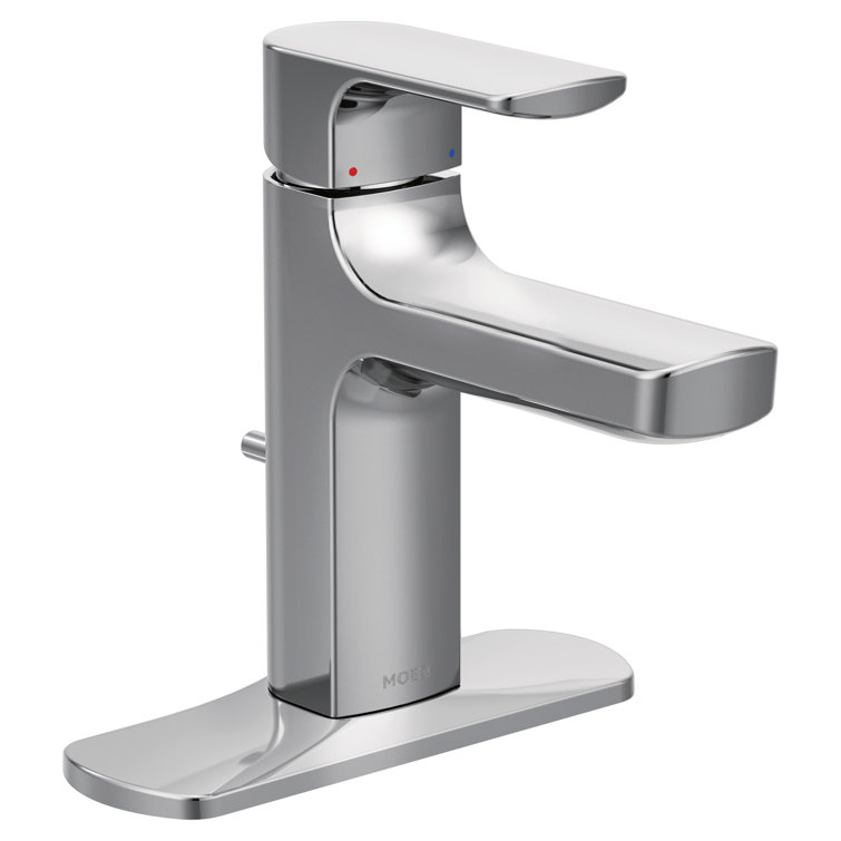 Chrome Single Handle Modern Bathroom Faucet with Drain Assembly