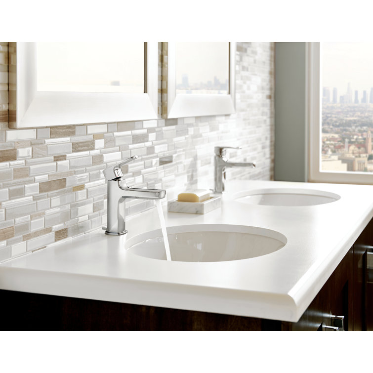 Chrome Single Handle Modern Bathroom Faucet with Drain Assembly