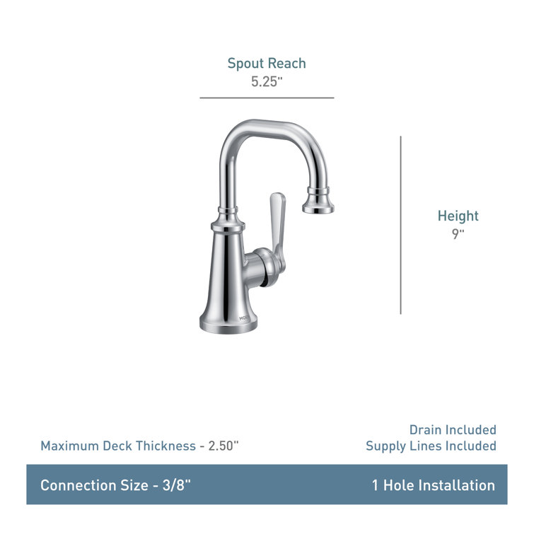 Colinet Chrome 9" Classic Single Hole Metal Bathroom Faucet