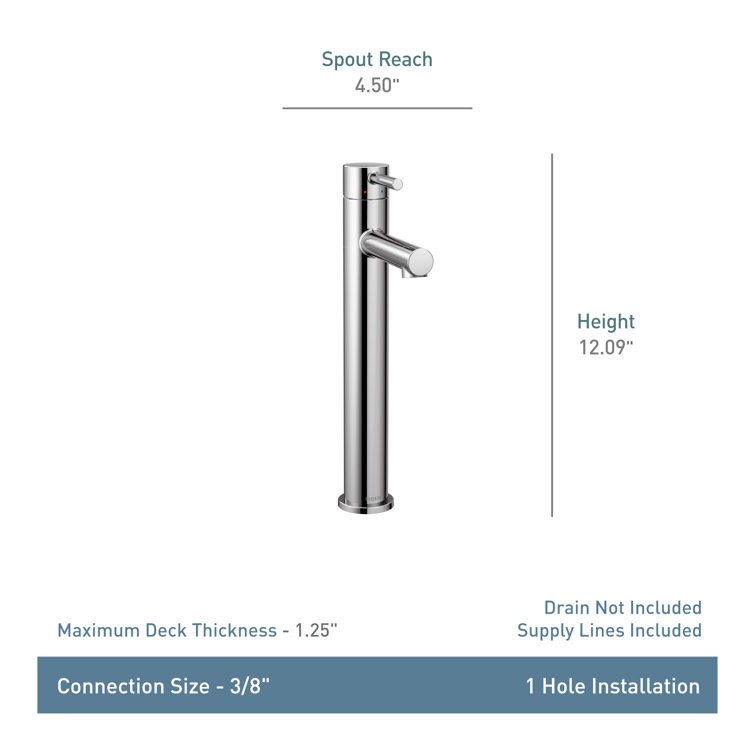 Sleek Modern 12" High-Arc Vessel Bathroom Faucet in Brushed Nickel