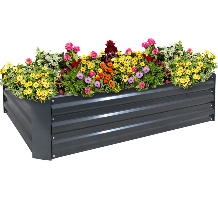 Dark Gray Galvanized Steel Raised Garden Beds for Plants and Vegetables