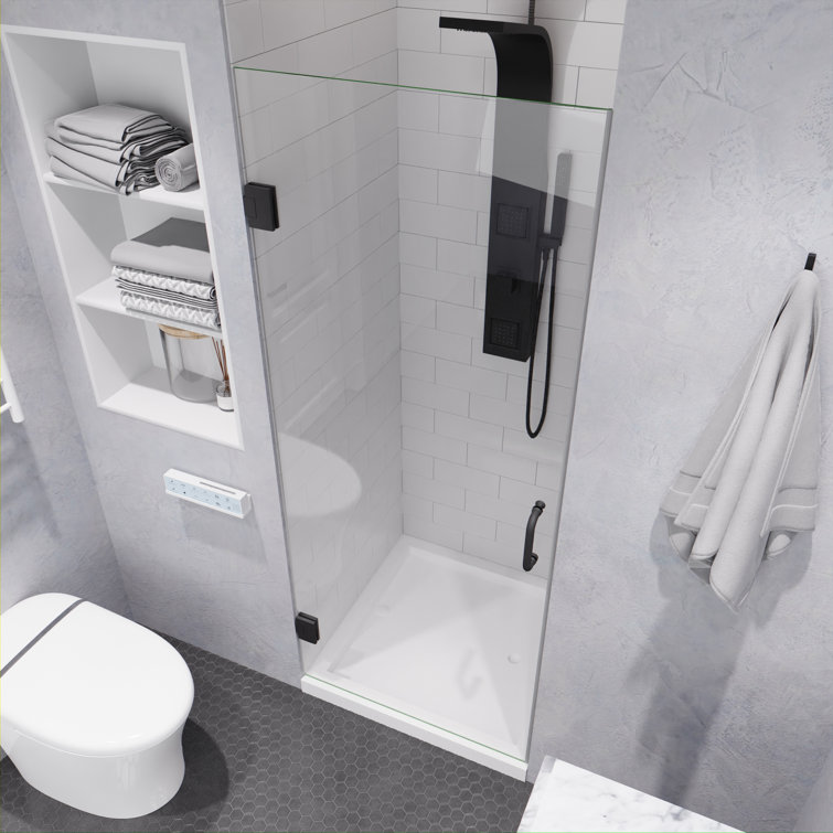 Gunmetal Frameless 30" x 72" Hinged Shower Door with Handle