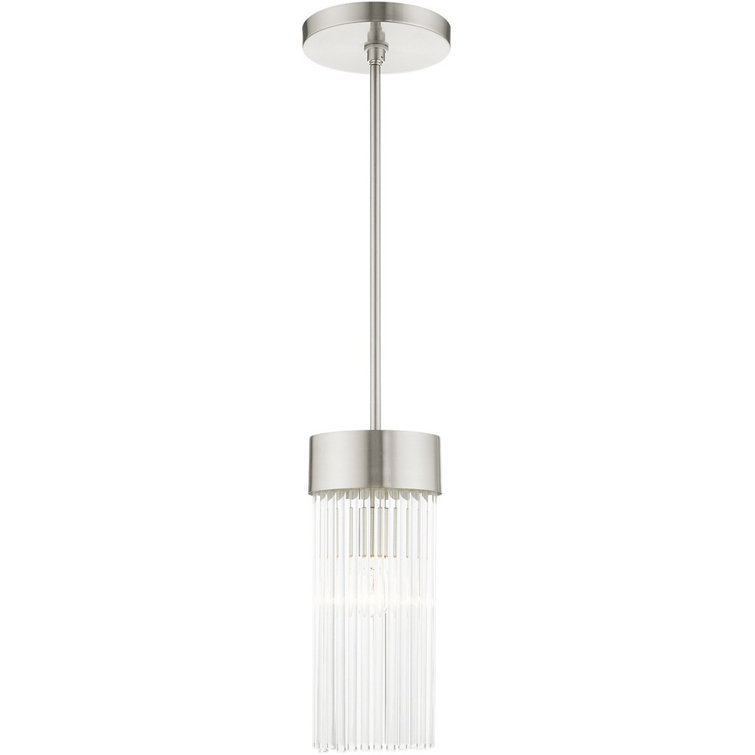 Brushed Nickel Crystal Drum Pendant Light
