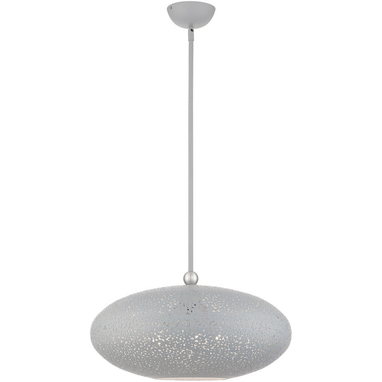 Nordic Gray Crystal Globe Pendant with Brushed Nickel Accents
