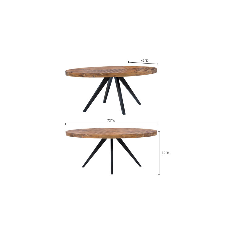 Transitional Rustic Acacia Wood Round Dining Table with Black Legs