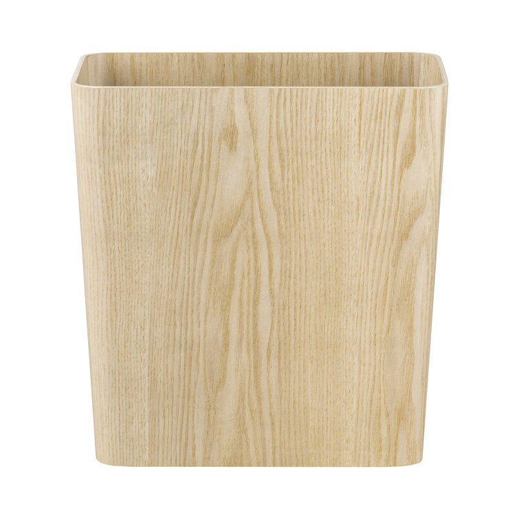 Natural Hardwood Rectangular Waste Basket
