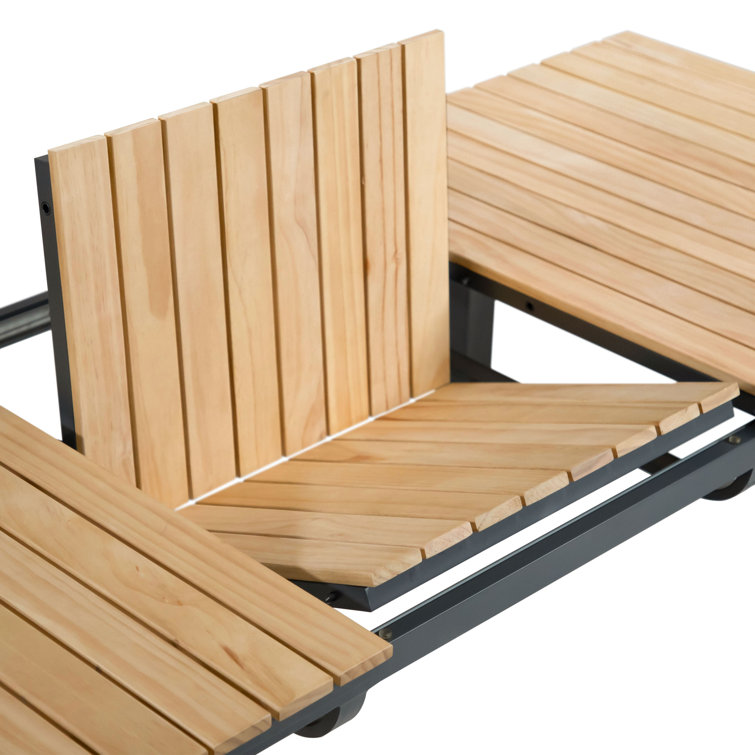 Greemotion 61.5"-93.9" Natural Teak and Metal Extendable Outdoor Dining Table