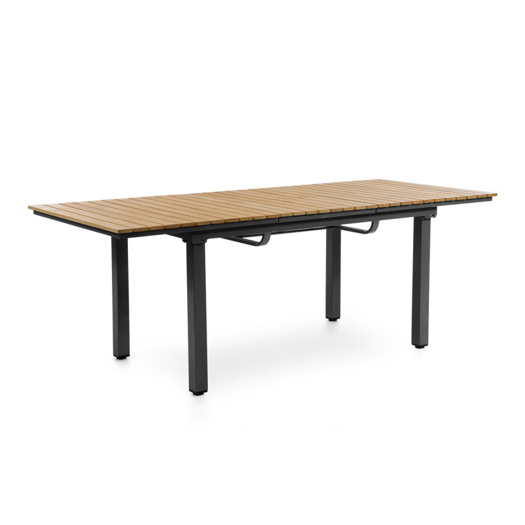 Greemotion 61.5"-93.9" Natural Teak and Metal Extendable Outdoor Dining Table
