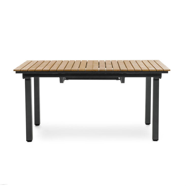 Greemotion 61.5"-93.9" Natural Teak and Metal Extendable Outdoor Dining Table