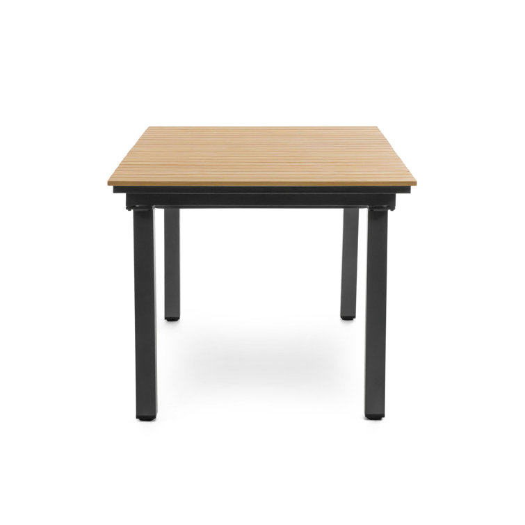 Greemotion 61.5"-93.9" Natural Teak and Metal Extendable Outdoor Dining Table