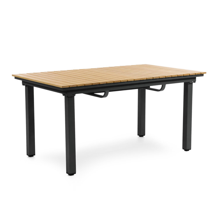 Greemotion 61.5"-93.9" Natural Teak and Metal Extendable Outdoor Dining Table