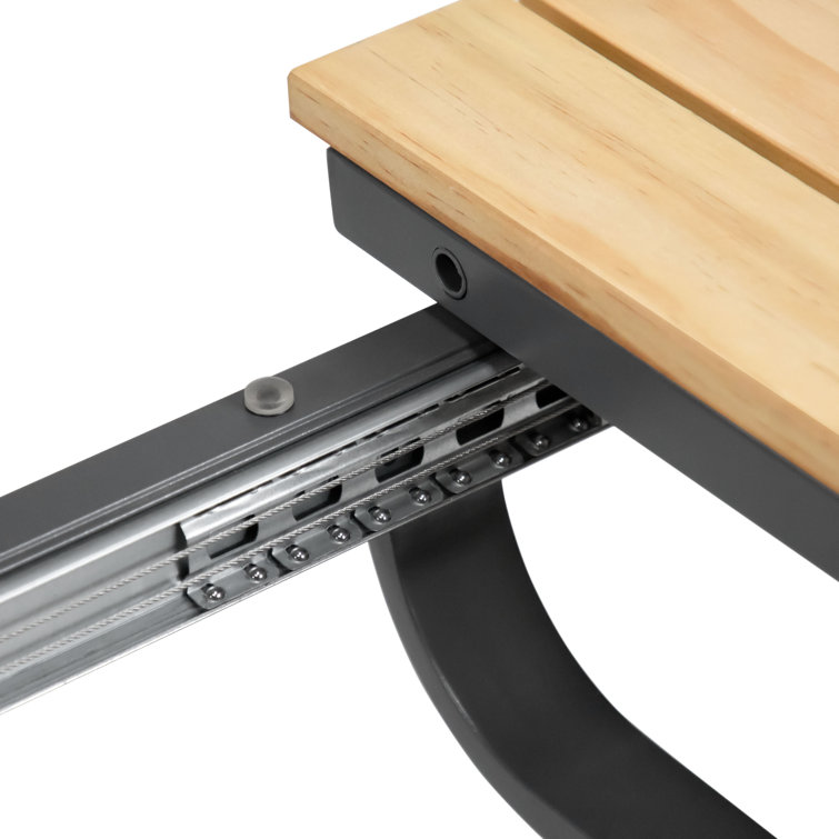 Greemotion 61.5"-93.9" Natural Teak and Metal Extendable Outdoor Dining Table