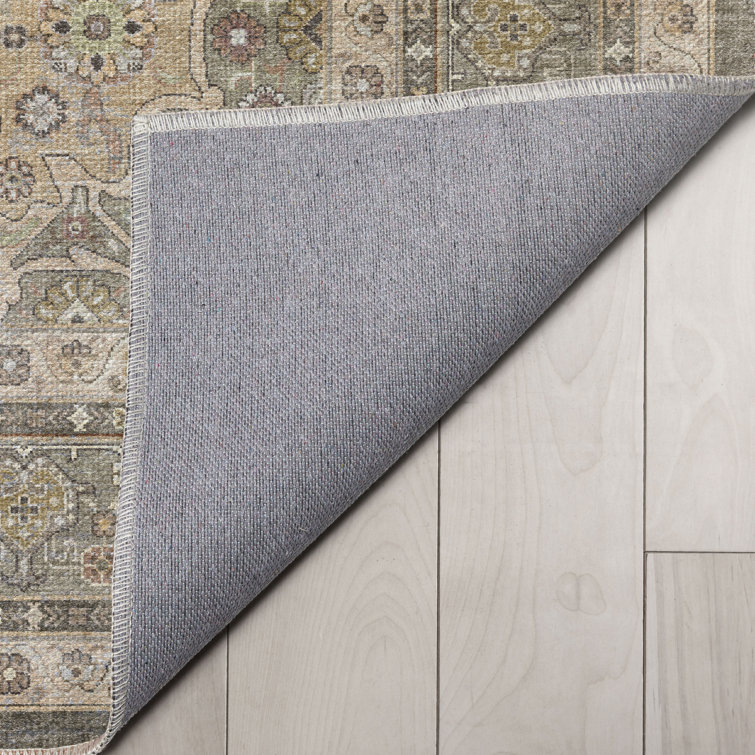 Grey Beige 5' x 7' Vintage Oriental Chenille Rug