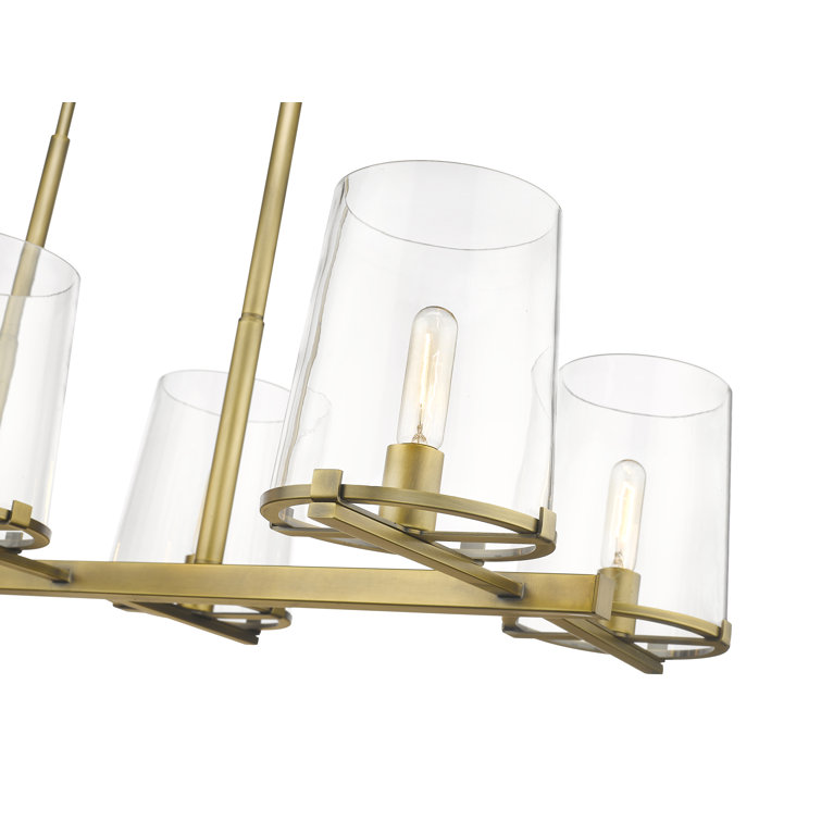 Callista Rubbed Brass 6-Light Island Pendant with Glass Shades