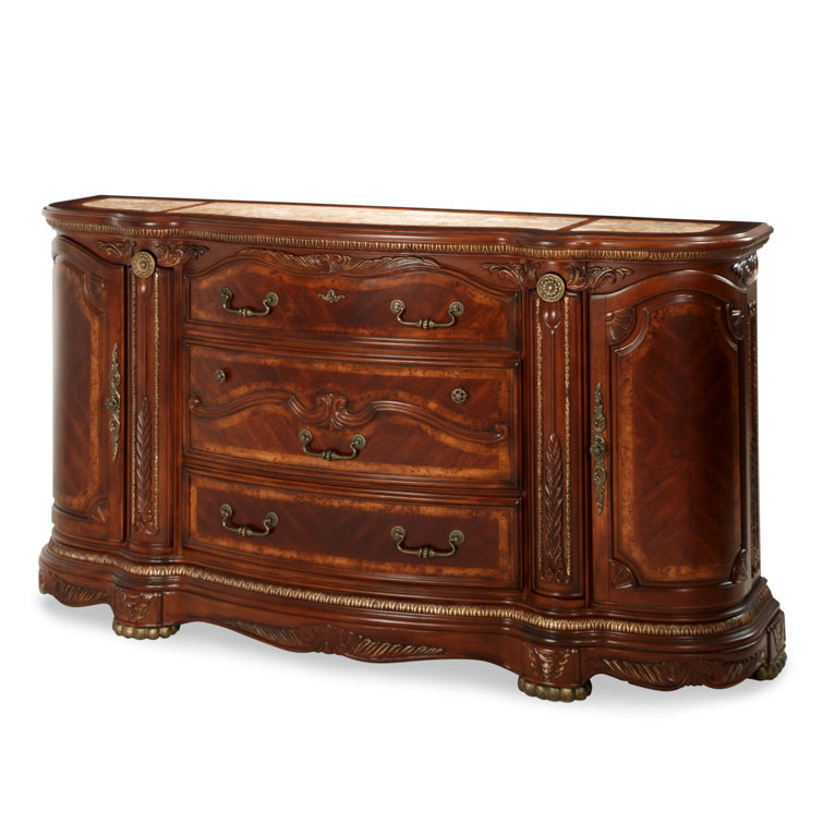 Transitional Honey Walnut Dresser with Mirror and Dovetail Drawers