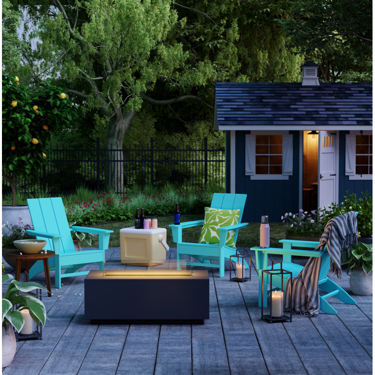 Aruba Blue High-Density Polyethylene Modern Adirondack Chair