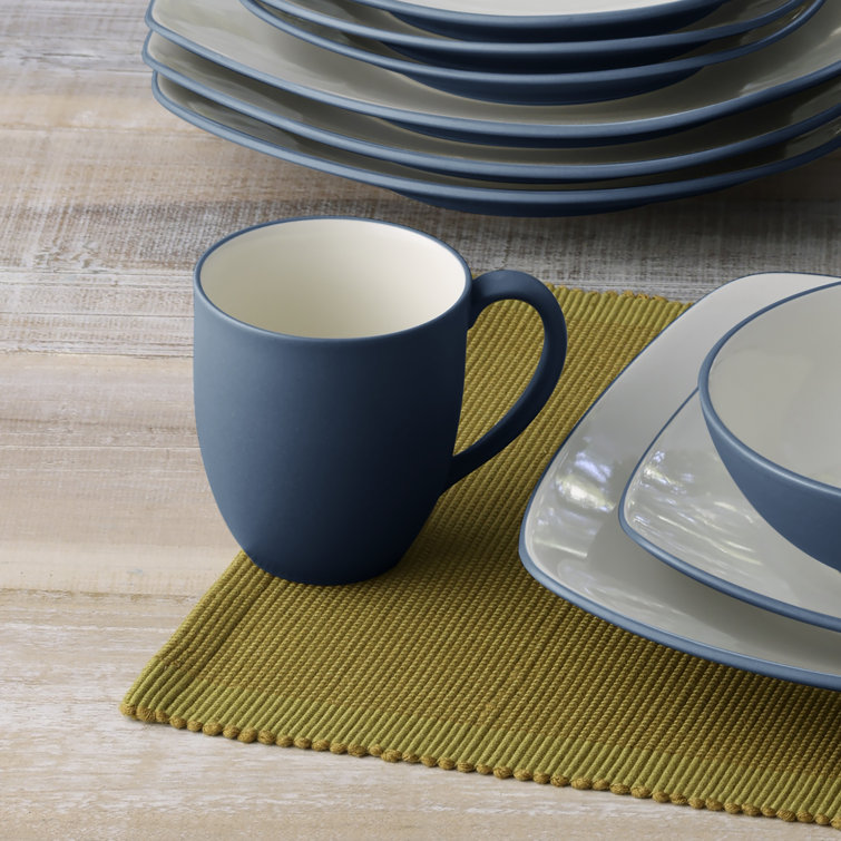 Blue Ceramic 12 oz. Microwave Safe Mug Set