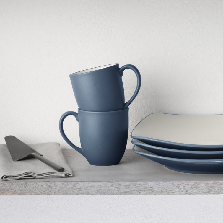 Blue Ceramic 12 oz. Microwave Safe Mug Set