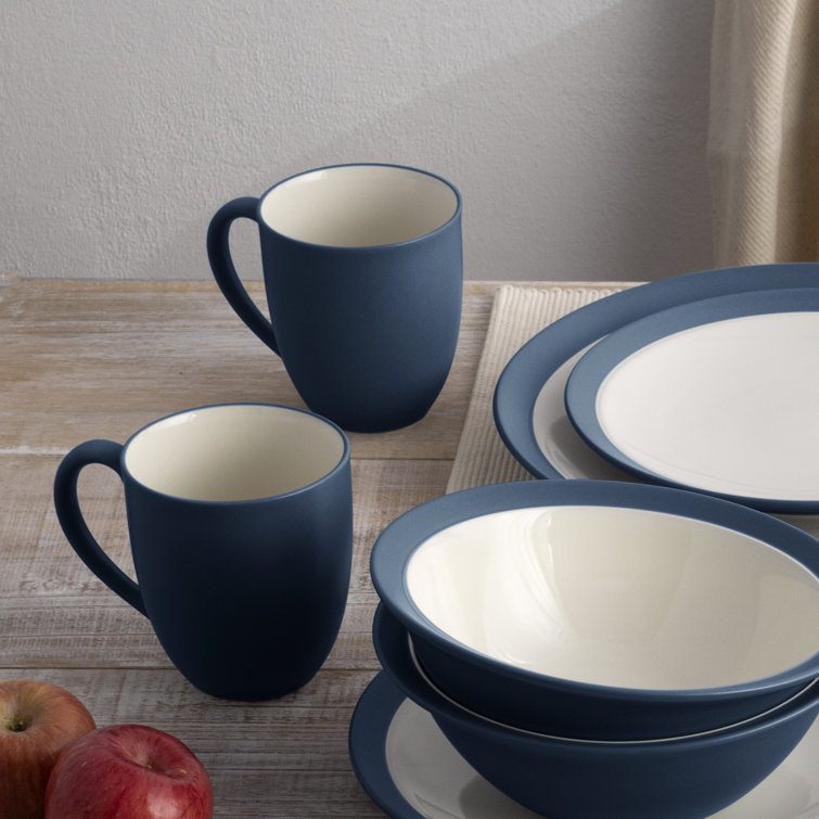 Blue Ceramic 12 oz. Microwave Safe Mug Set