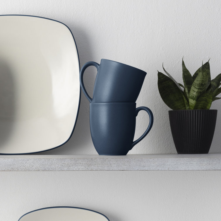 Blue Ceramic 12 oz. Microwave Safe Mug Set
