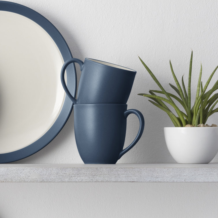 Blue Ceramic 12 oz. Microwave Safe Mug Set