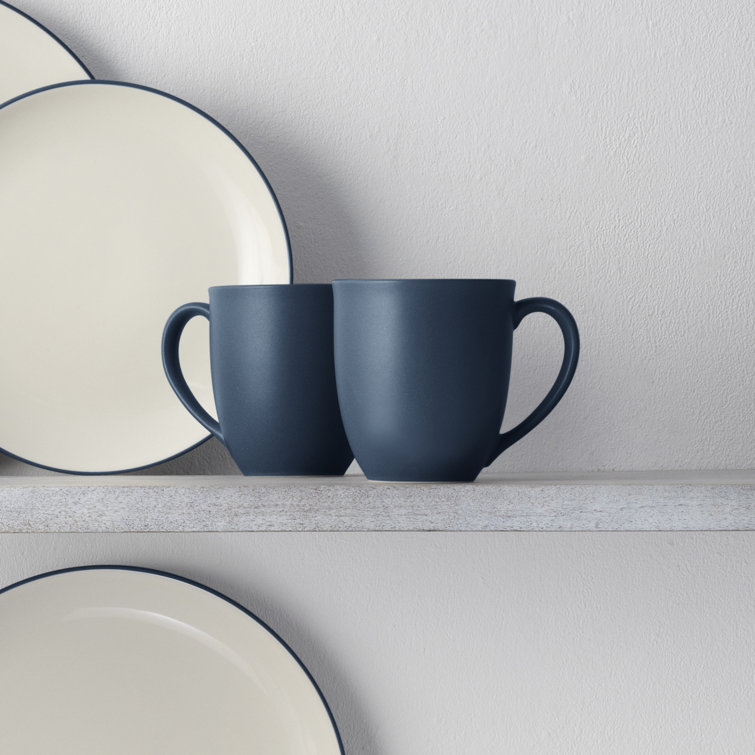 Blue Ceramic 12 oz. Microwave Safe Mug Set