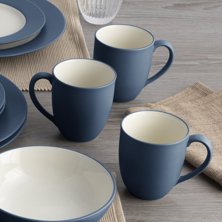 Blue Ceramic 12 oz. Microwave Safe Mug Set