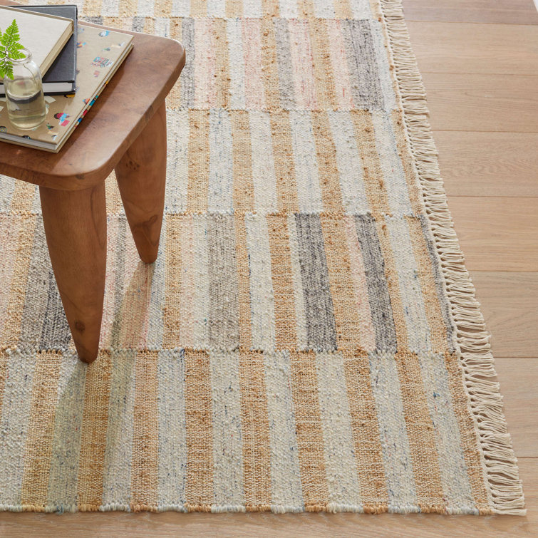 Handwoven Multicolor Wool and Cotton Striped Rug 2' x 3'