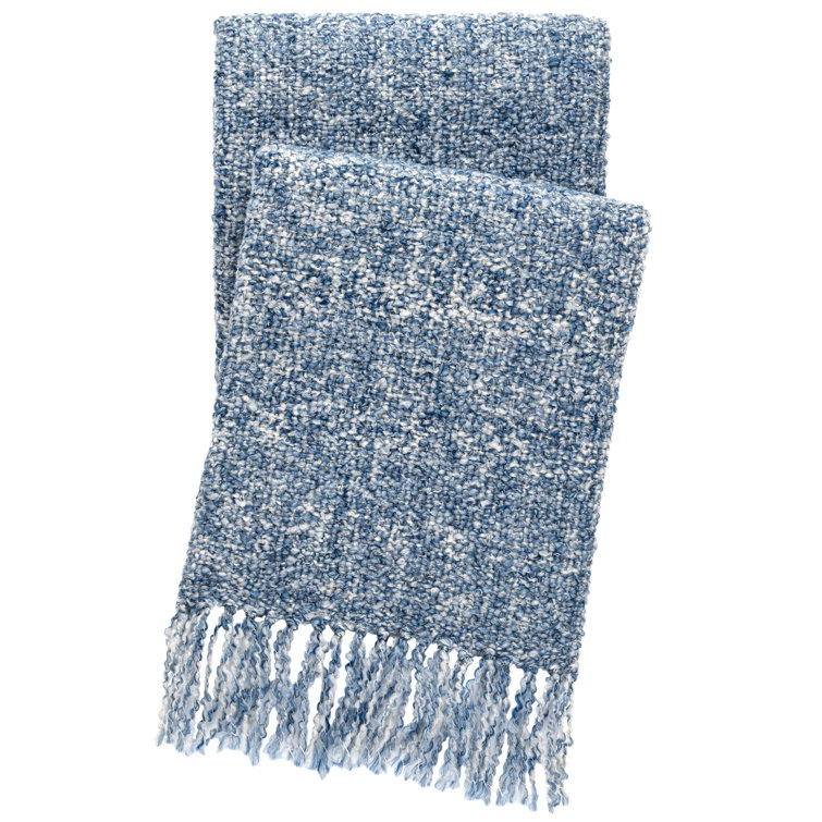Navy Boucle Marled Weave Machine Washable Throw Blanket