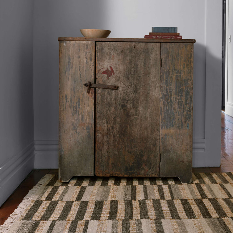 Ravel Black and Natural Handwoven Wool Stripe Rug