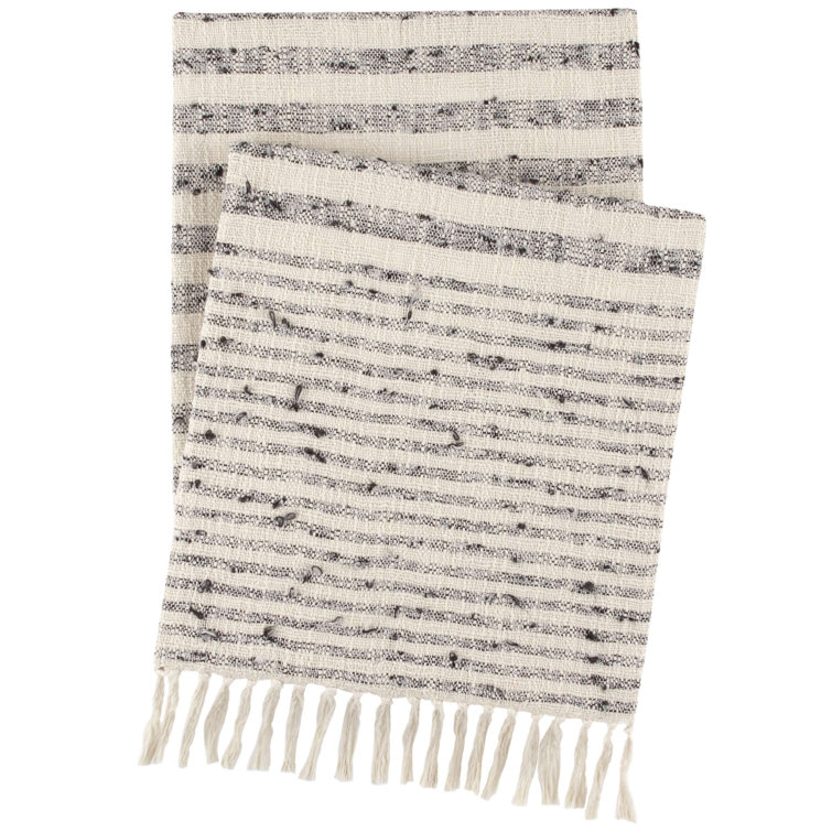 Northville Hand Woven Black and Ivory Striped Throw