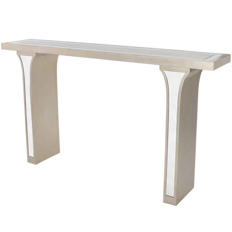 Silver Mirrored Wood Console Table with Storage, 60"