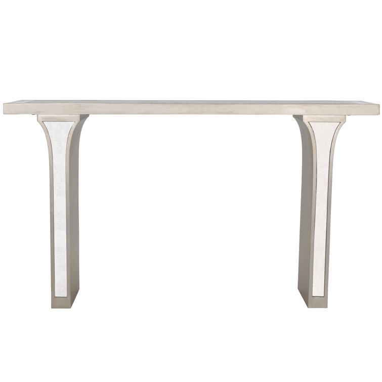 Silver Mirrored Wood Console Table with Storage, 60"