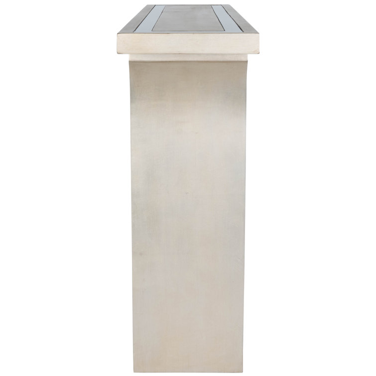 Silver Mirrored Wood Console Table with Storage, 60"
