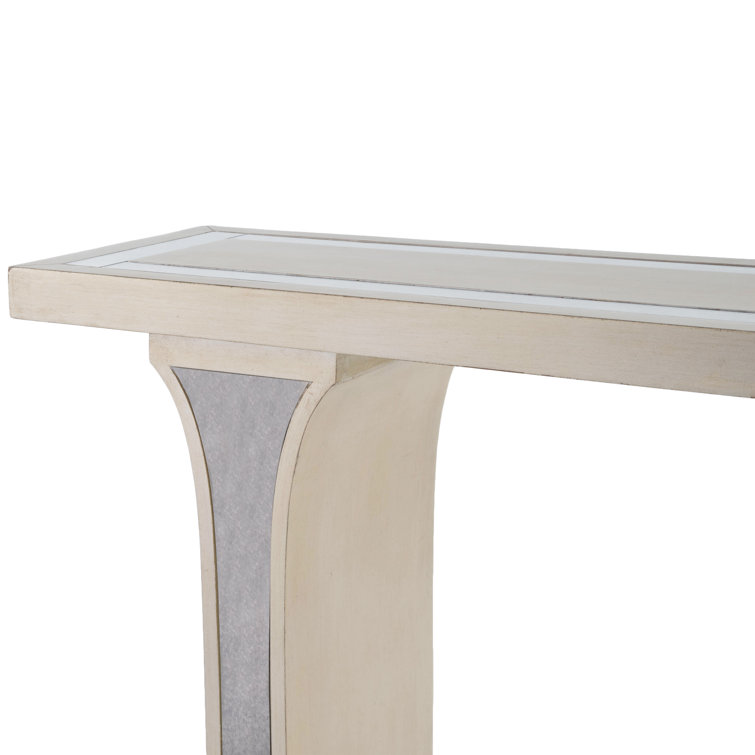 Silver Mirrored Wood Console Table with Storage, 60"