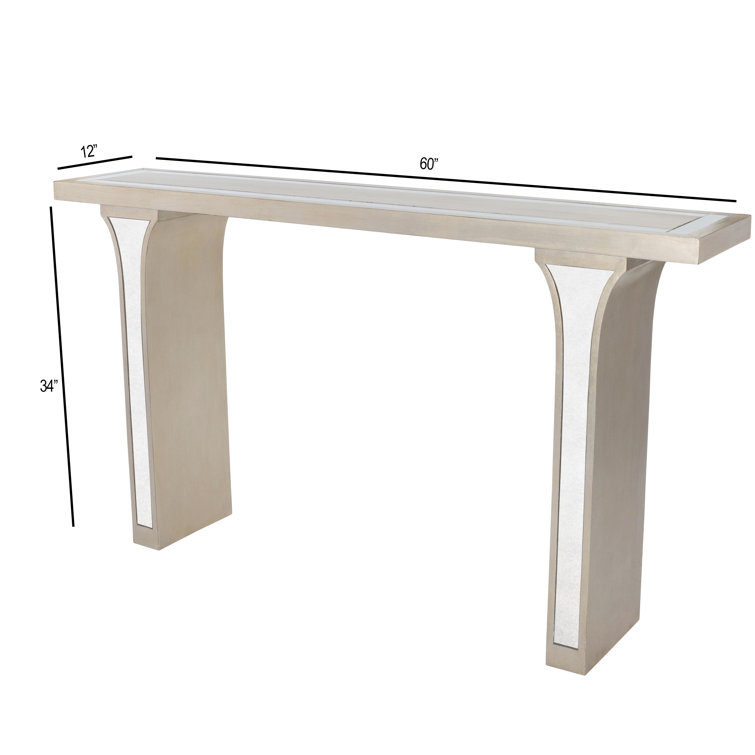 Silver Mirrored Wood Console Table with Storage, 60"